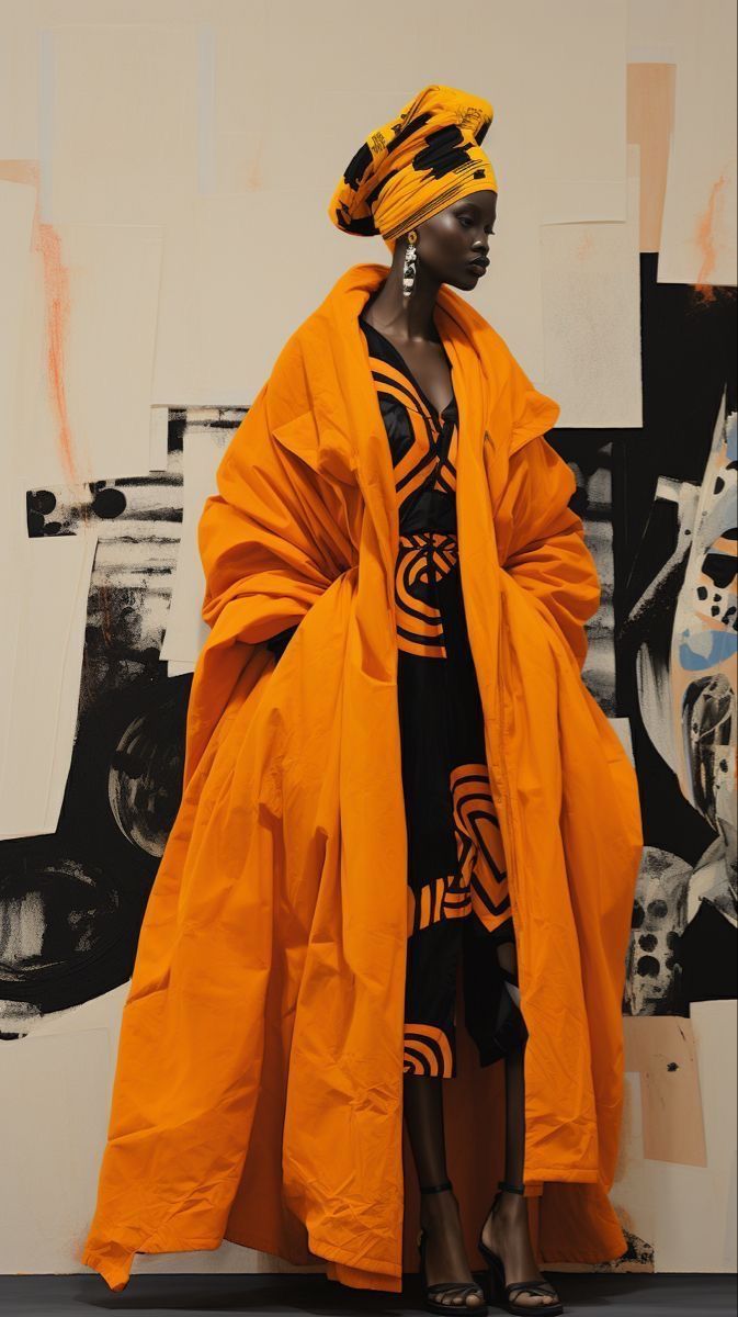 Elegant guest in African-print gown